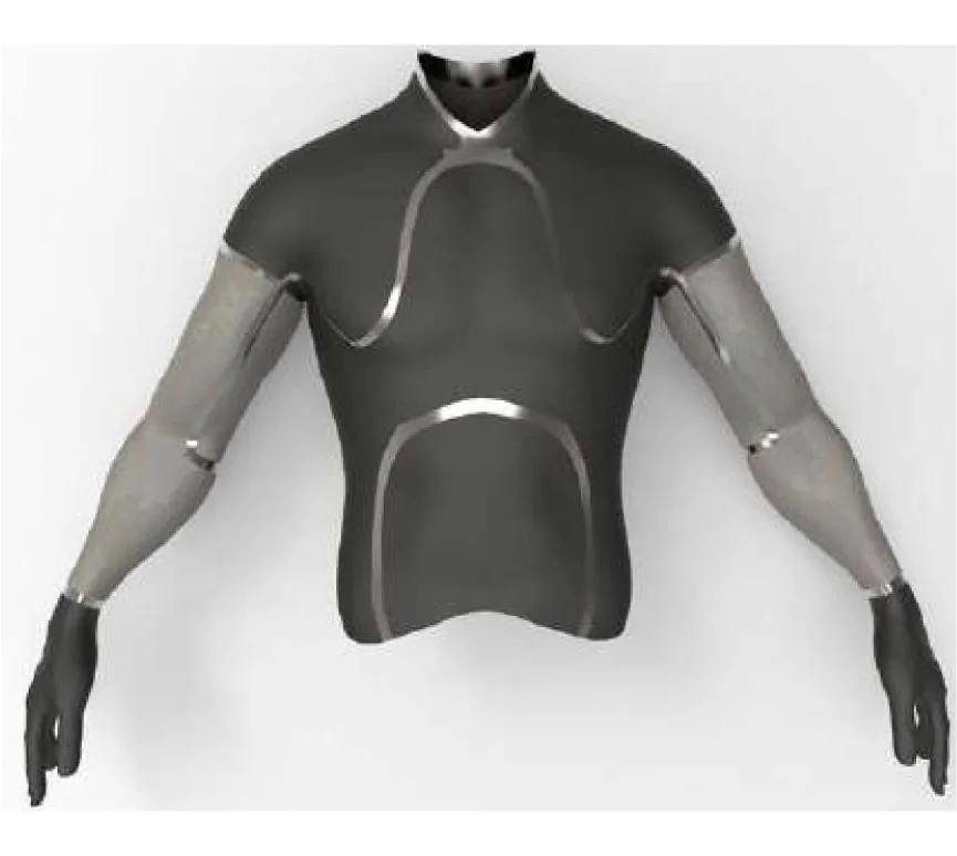 Front view render of the Inkido haptic suit