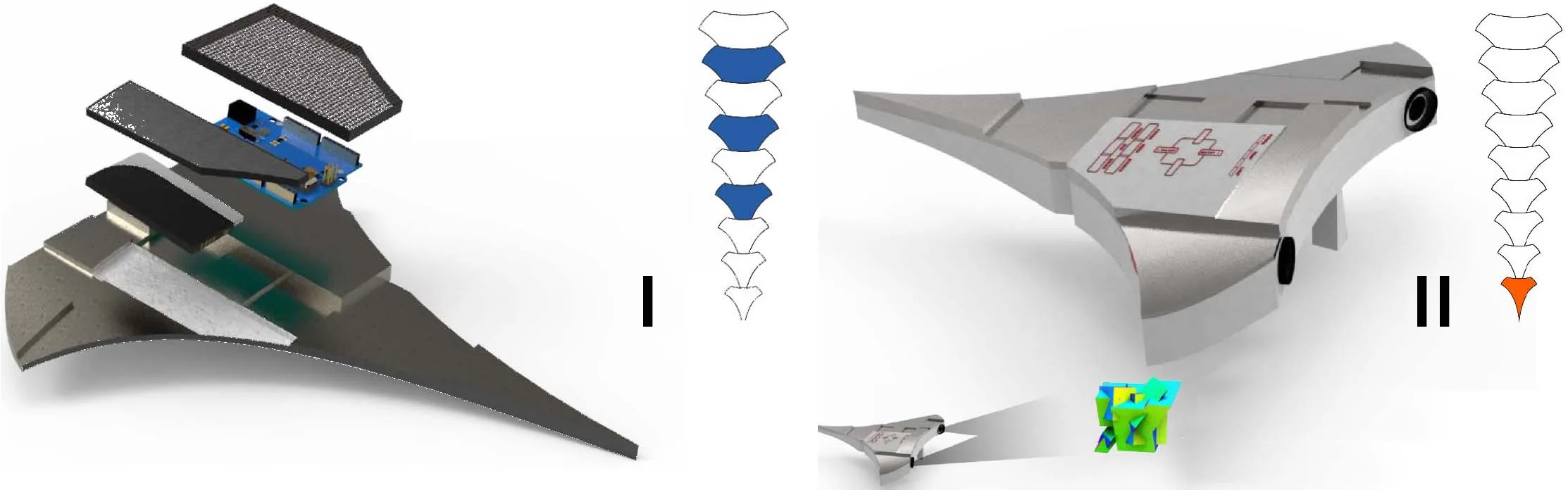 Exploded and assembled views of the Memory Alpha modular spine element
